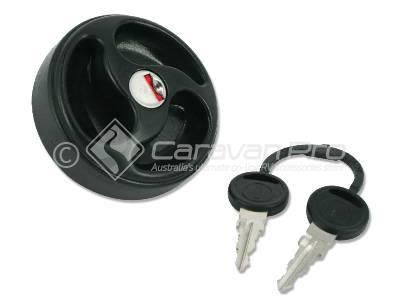 LOCKABLE WATER FILLER CAP & KEY - BLACK