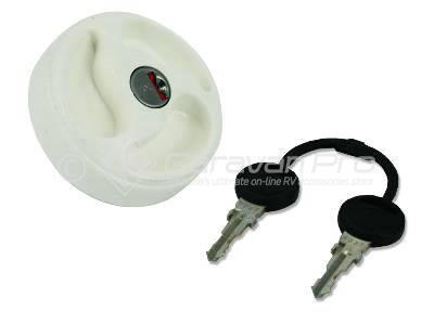 LOCKABLE WATER FILLER CAP & KEY - WHITE