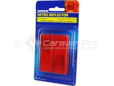 REFLECTOR RED ADHESIVE 70MM X 28MM - 2 PACK