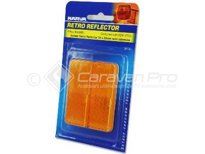 REFLECTOR AMBER ADHESIVE 70MM X 28MM - 2 PACK